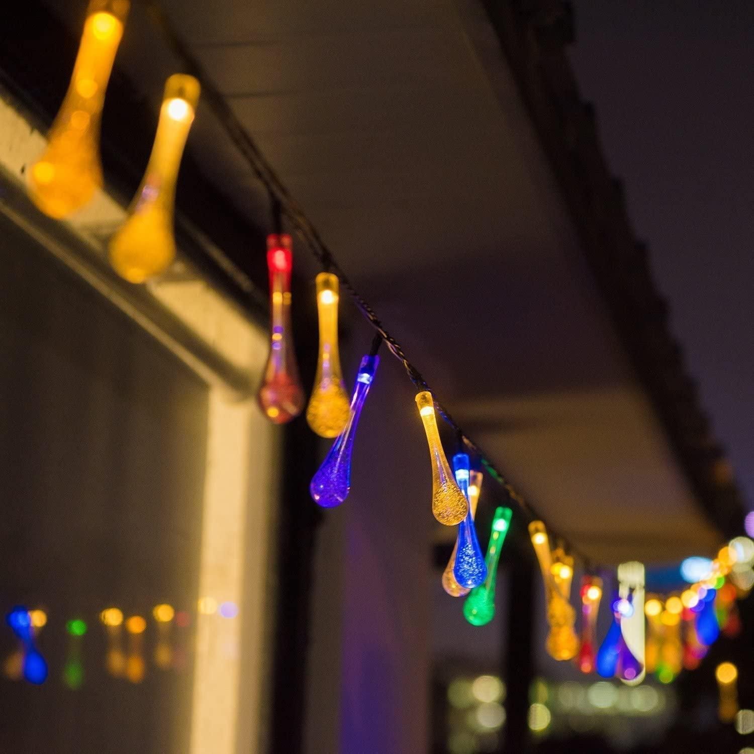 String Lights for Decoration - 14 LED Rain Drop Fairy Lights Waterproof Indoor Outdoor for Home Decoration